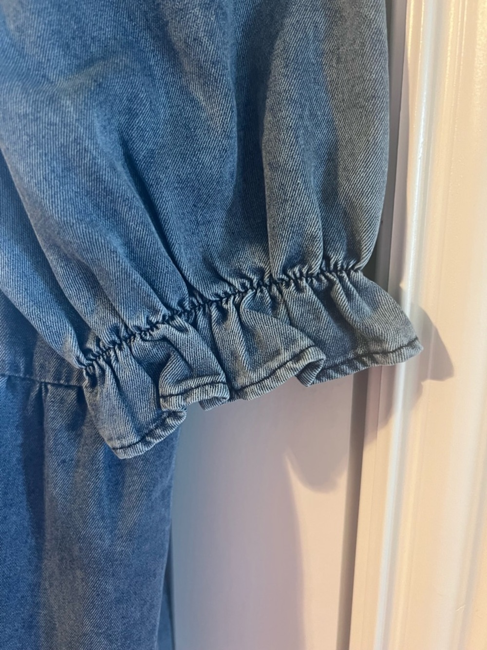 easel Blue Ruffled Denim Midi Dress - Picture 3 of 5